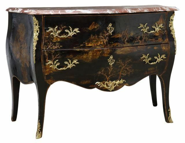 FRENCH CHINOISERIE MARBLE TOP LACQUERED 35a87c