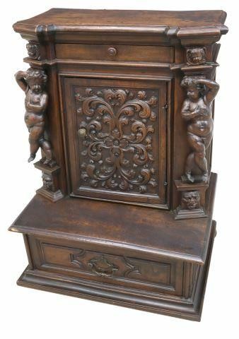 FRENCH CARVED WALNUT PUTTI PRIE-DIEU