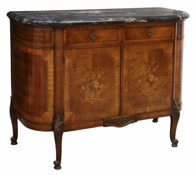 LOUIS XV STYLE MARBLE-TOP MAHOGANY