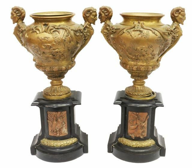  2 NEOCLASSICAL BRONZE MARBLE 35a8b6