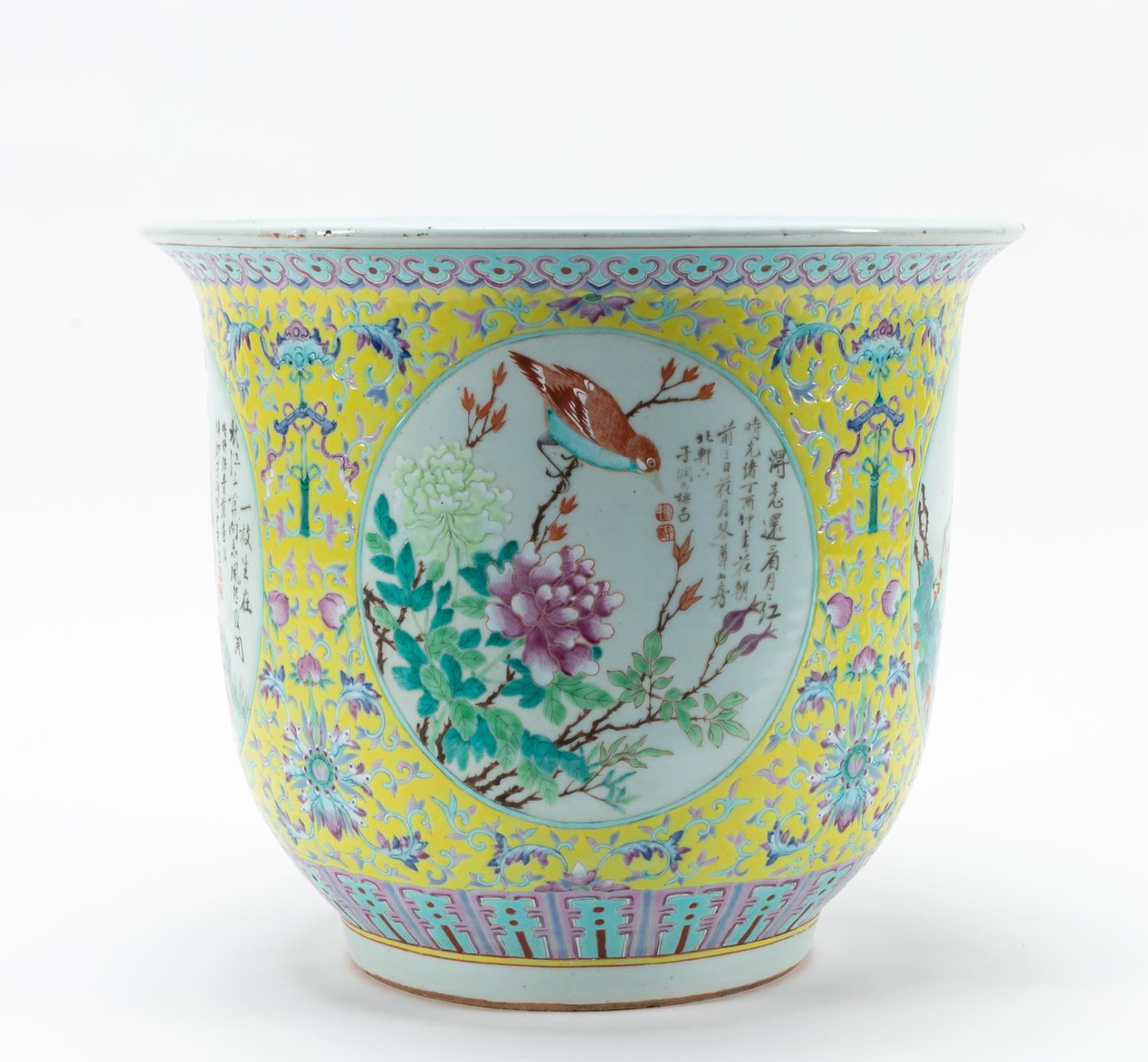 CHINESE FAMILLE JAUNE BIRD MOTIF 35a8fc