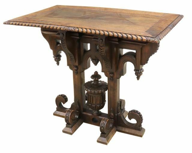 FRENCH CARVED WALNUT SIDE TABLEFrench