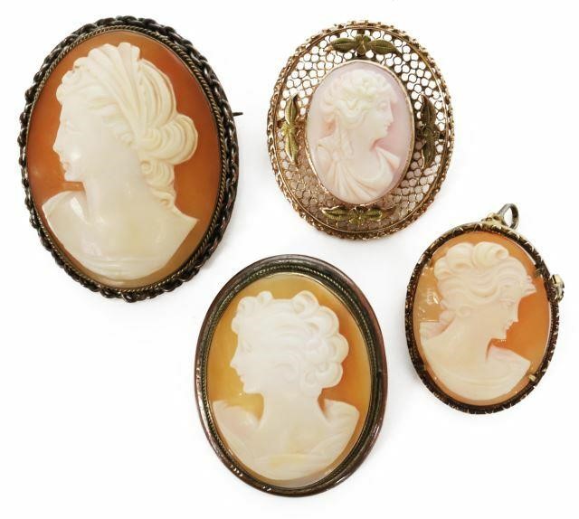 (4) 10KT GOLD & 800 SILVER CAMEO