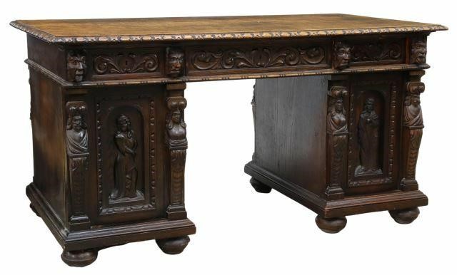 RENAISSANCE REVIVAL CARVED OAK 35a999