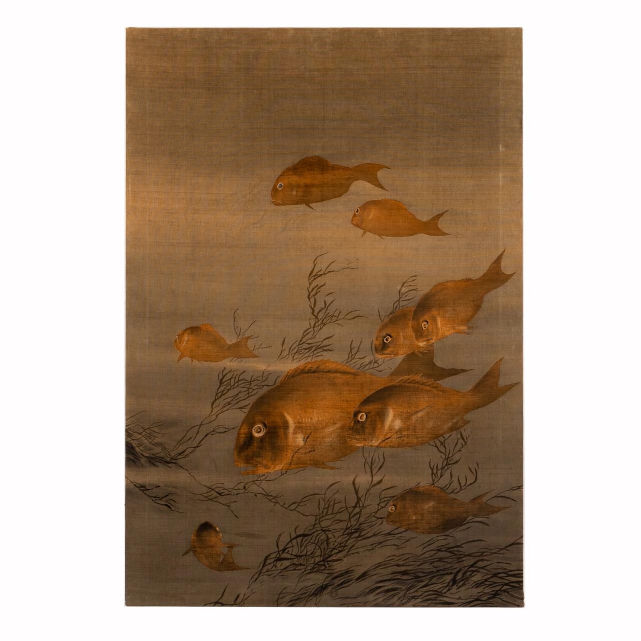 CHINESE STRETCHED WOVEN WALL HANGING,