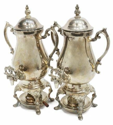 (2) SILVER PLATE HOT WATER COFFEE