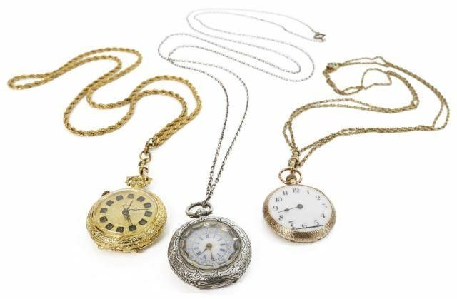  3 LADIES POCKET PENDANT WATCHES  35aa07