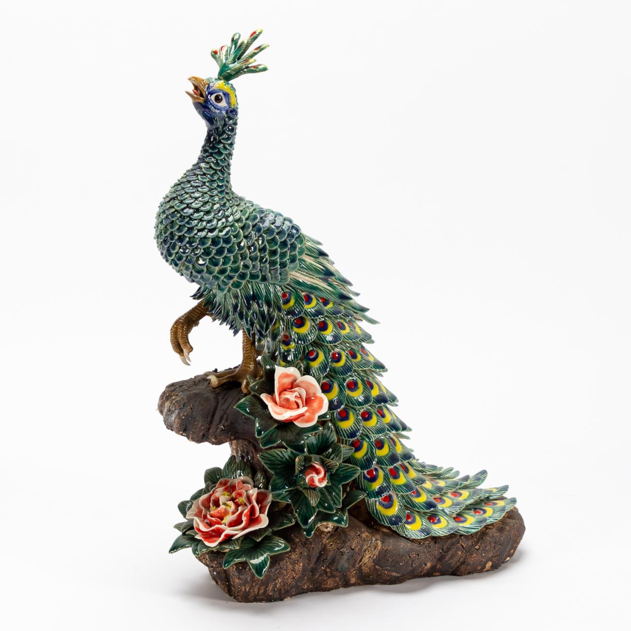 CHINESE GLAZED CERAMIC PEACOCK 35aa0b