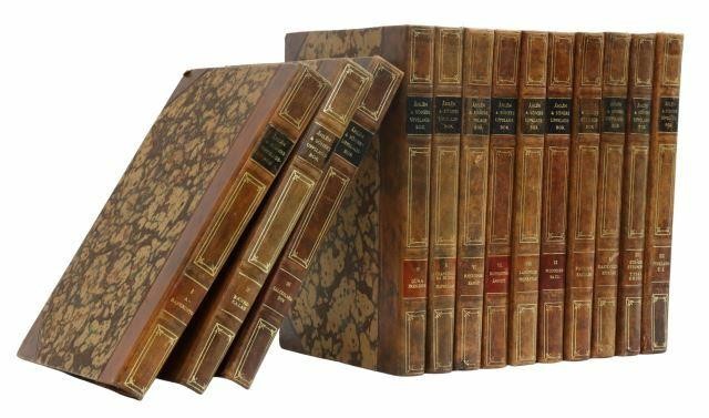  13 SWEDISH LEATHER BOUND LIBRARY 35aa24