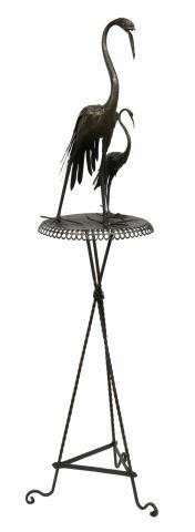 UNUSUAL IRON SIDE TABLE TWO CRANESUnusual