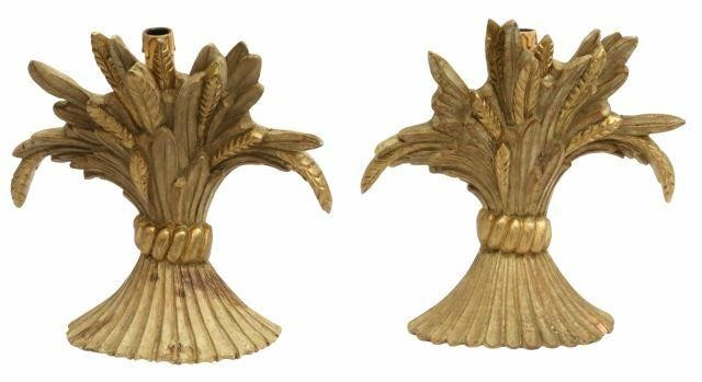  2 ITALIAN GILTWOOD WHEAT ONE LIGHT 35aa65