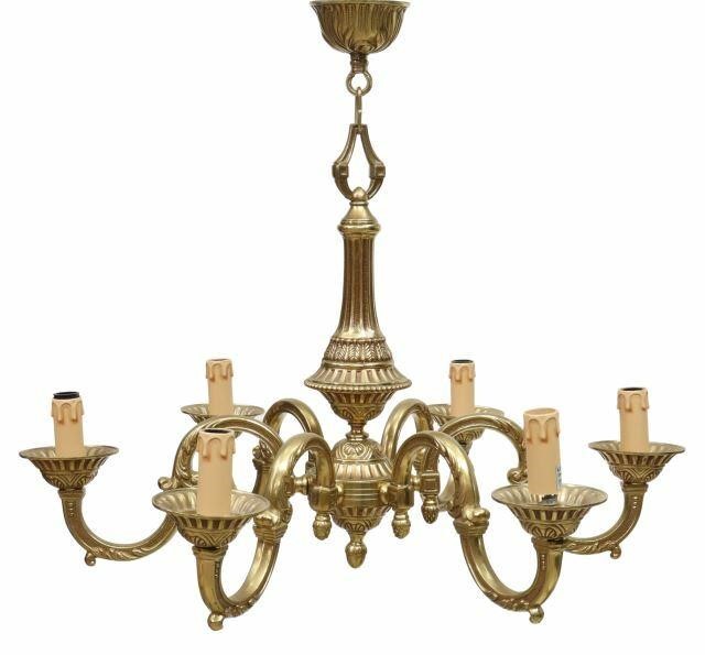 FRENCH GILT METAL SIX LIGHT CHANDELIERFrench 35aa6b