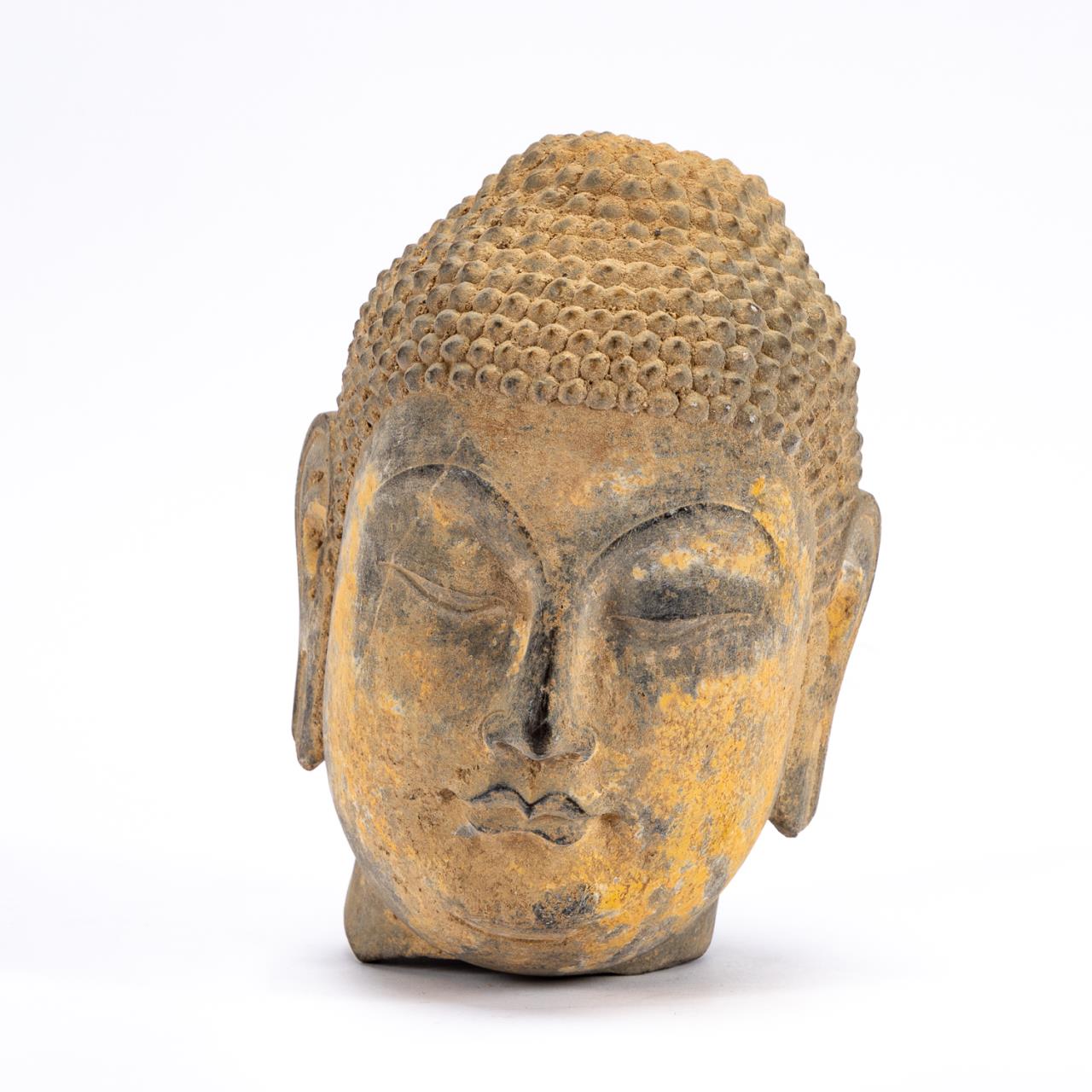 CHINESE CARVED STONE BUDDHA HEAD 35aa73