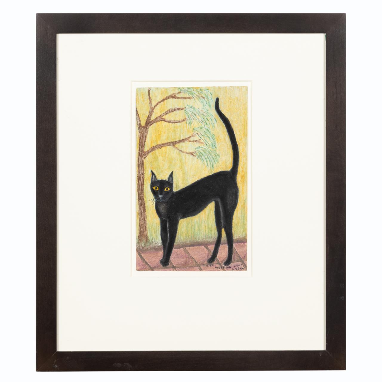 LINDA ANDERSON FOLK ART BLACK CAT  35aae2