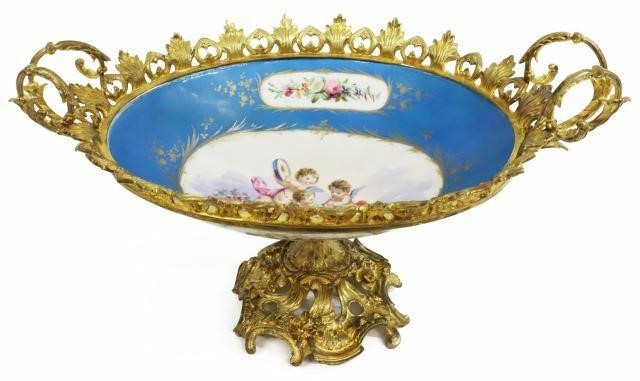 SEVRES STYLE METAL-MOUNTED PORCELAIN