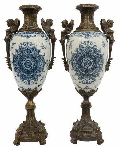 (2) DECORATIVE BRONZE-MOUNTED PORCELAIN