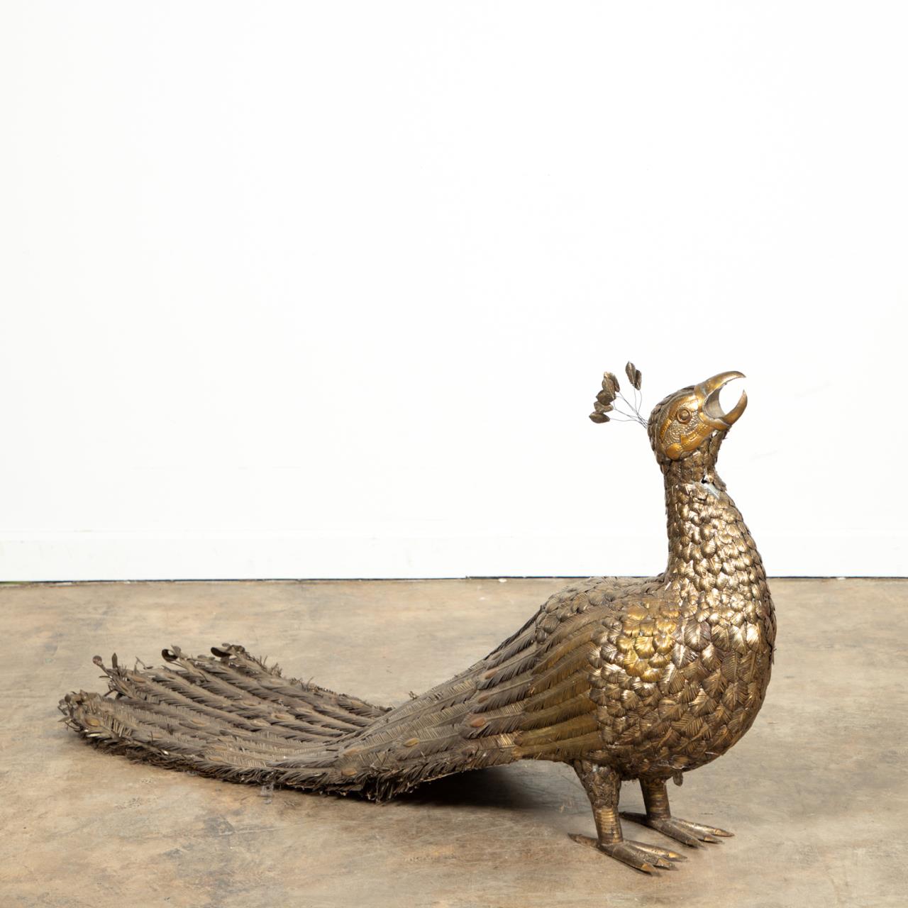 SERGIO BUSTAMANTE GILT METAL PEACOCK