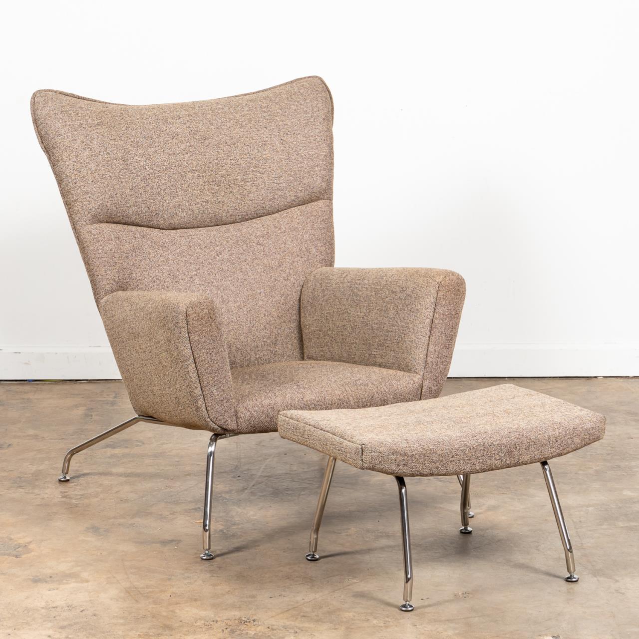 HANS WEGNER WING LOUNGE CHAIR & OTTOMAN