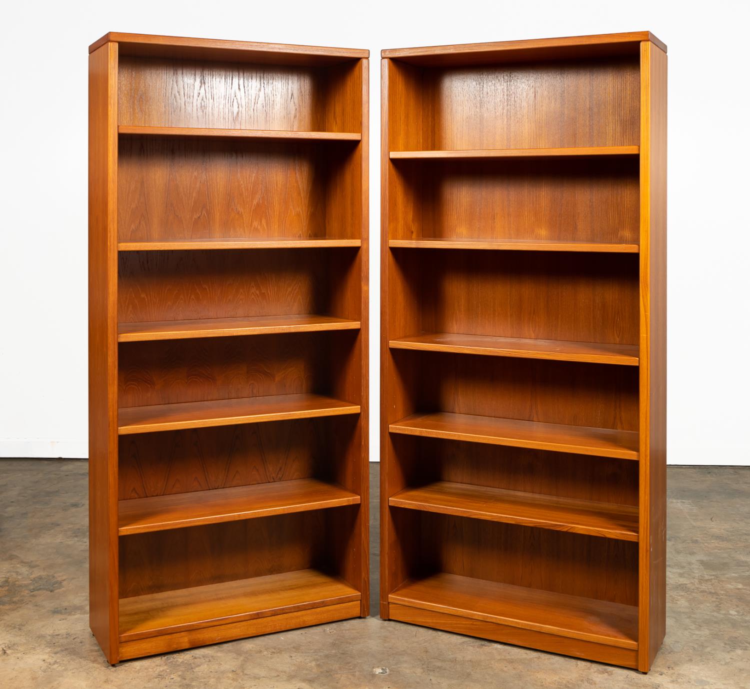 PAIR, DANISH MODERN TEAK FIVE-SHELF