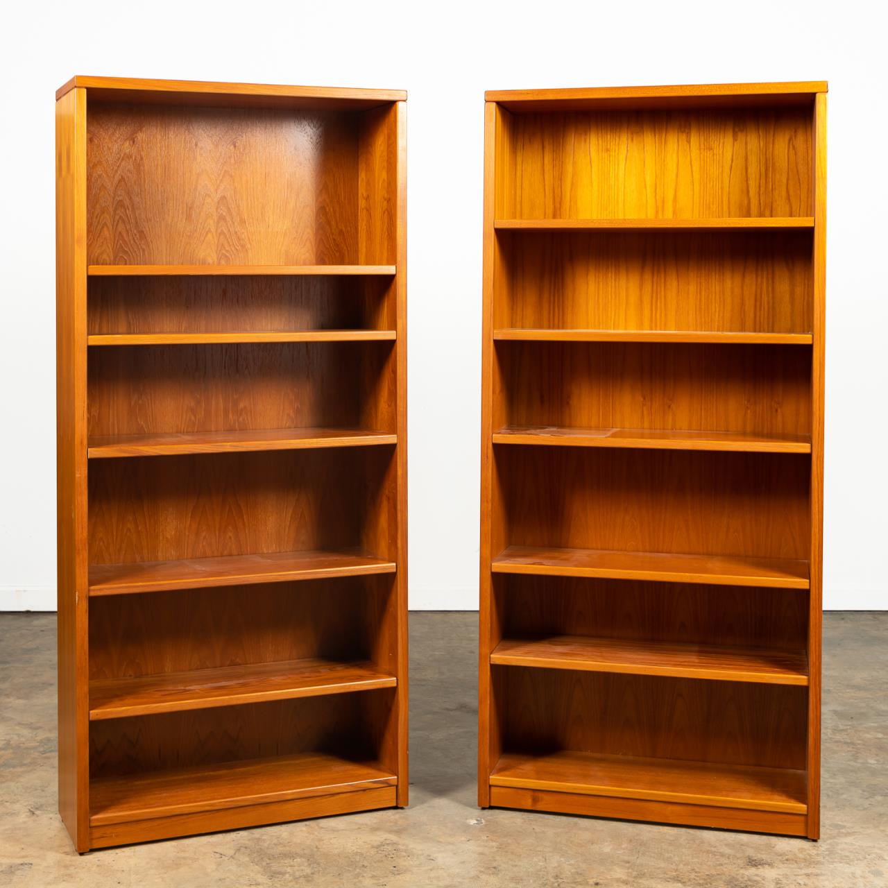 PAIR DANISH MODERN TEAK FIVE SHELF 35abcd