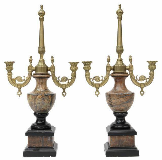 (2) NEOCLASSICAL STONE CANDELABRA