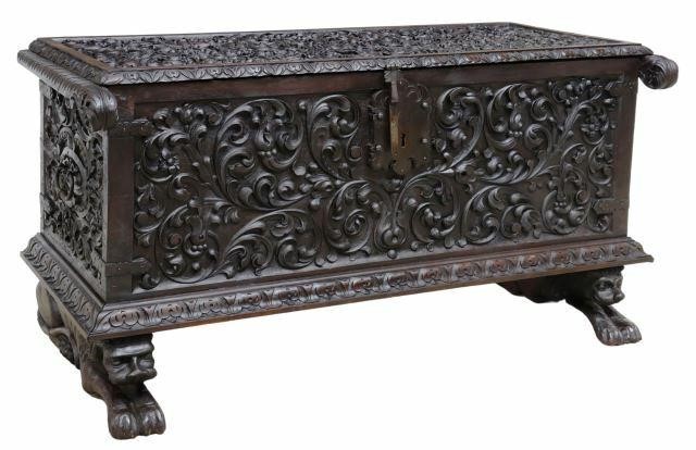 FINE SPANISH HEAVILY-CARVED WALNUT