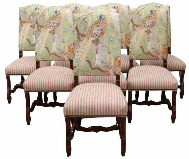  8 LINEN UPHOLSTERED DINING CHAIRS lot 35ac5d