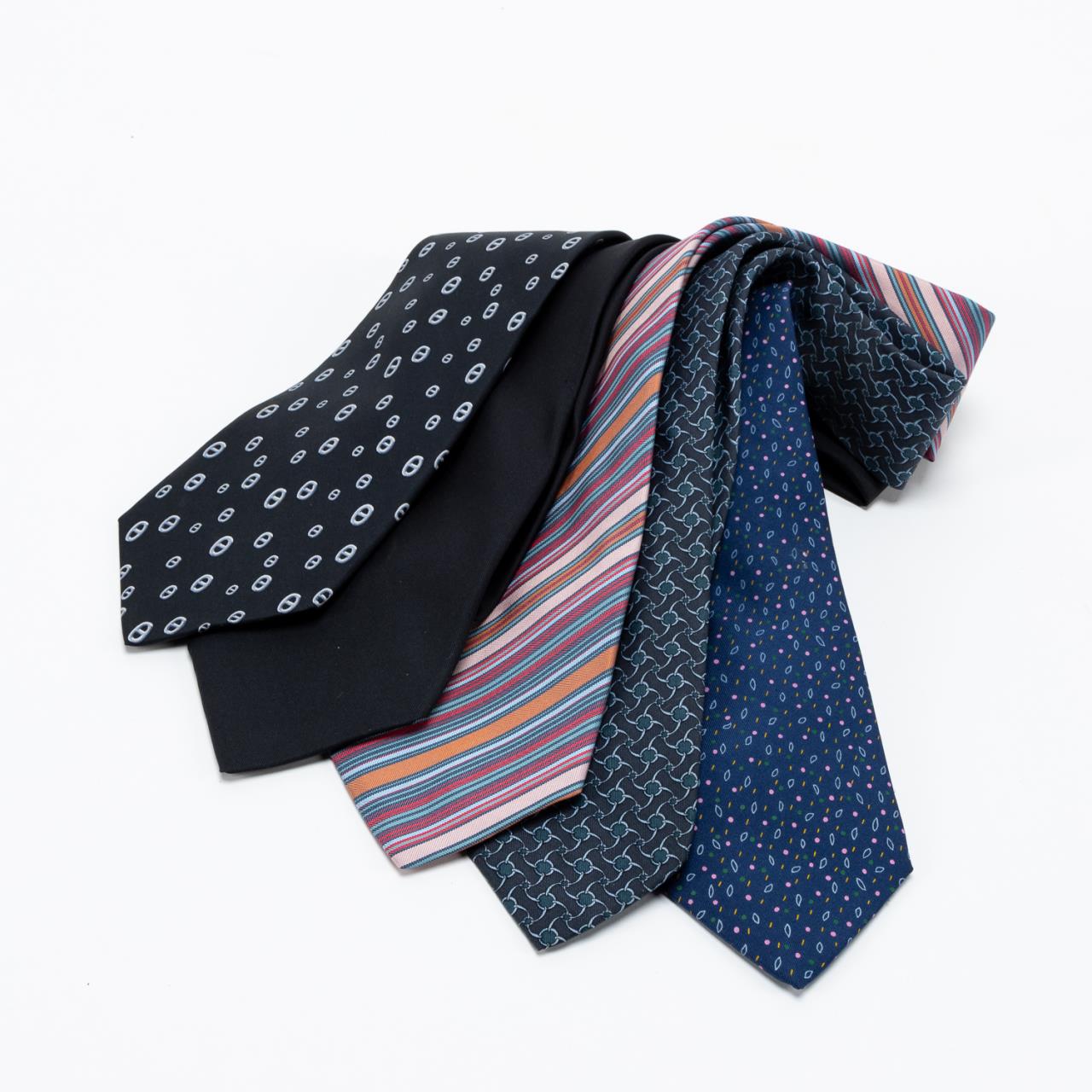 GROUP, FIVE HERMES MEN'S SILK TIES,