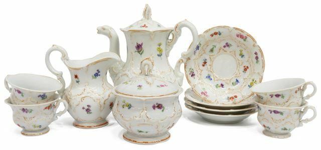 (11) MEISSEN PORCELAIN FLORAL COFFEE