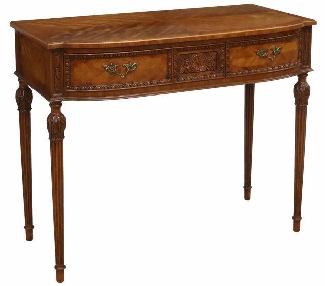 CARVED MAHOGANY CONSOLE HALL TABLECarved