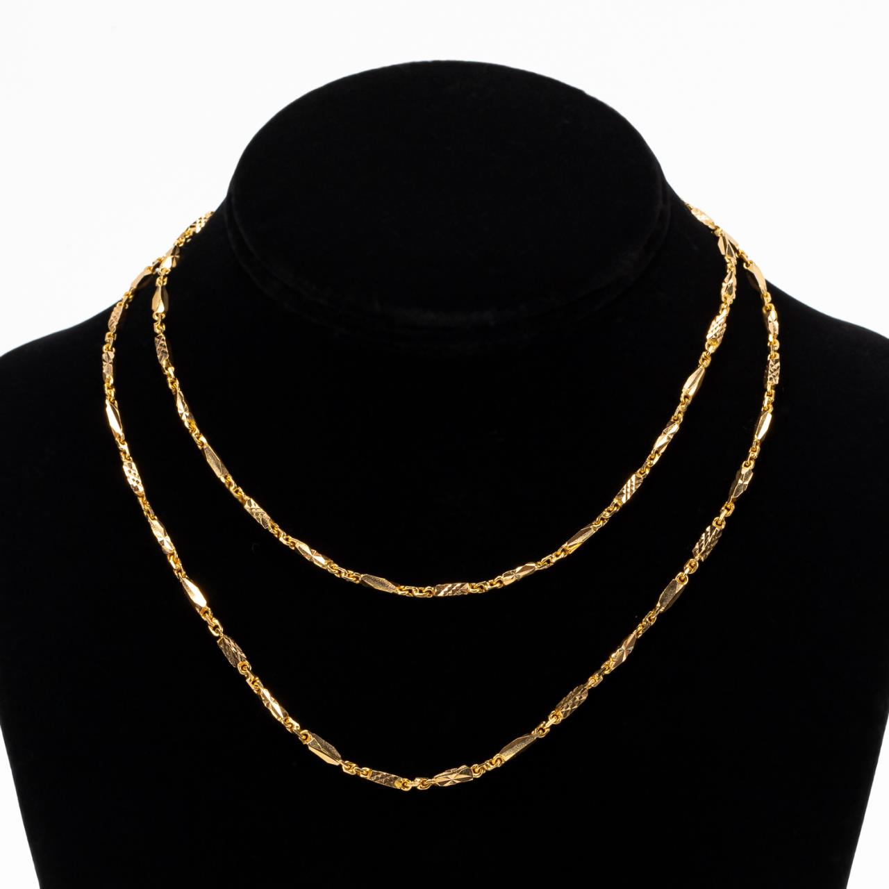 18K YELLOW GOLD 31 LINK BAR CHAIN  35ad16