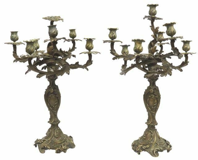 (2) LARGE LOUIS XV STYLE BRONZE