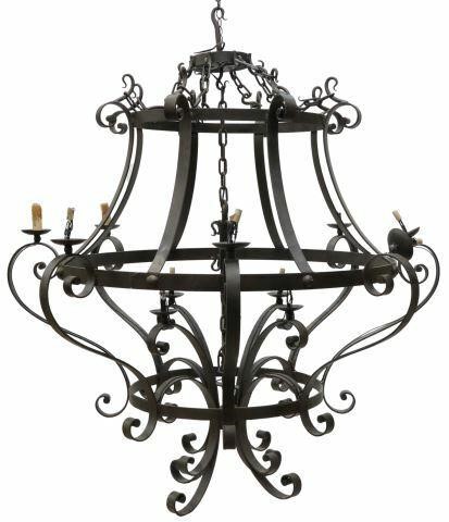 MONUMENTAL WROUGHT IRON TWELVE LIGHT 35ad35