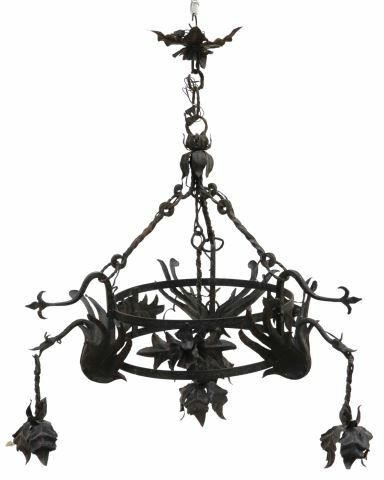 SPANISH GOTHIC REVIVAL IRON FOUR LIGHT 35ad3d