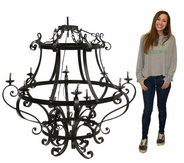 MONUMENTAL WROUGHT IRON TWELVE LIGHT 35ad37