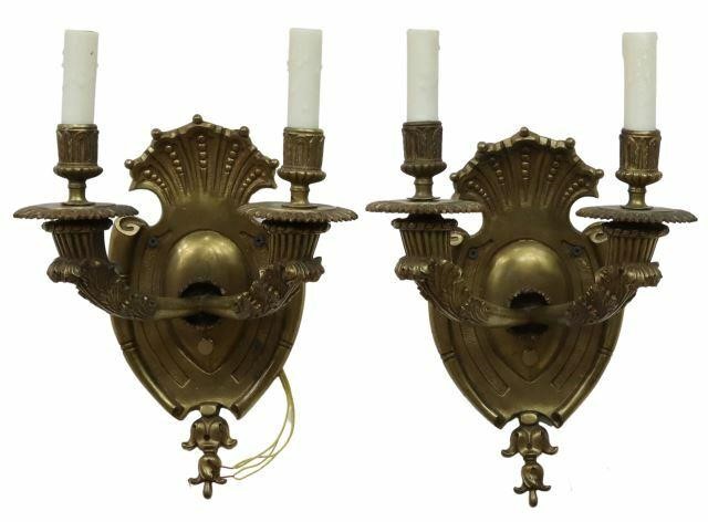 (2) LOUIS XVI STYLE GILT METAL 2-LT