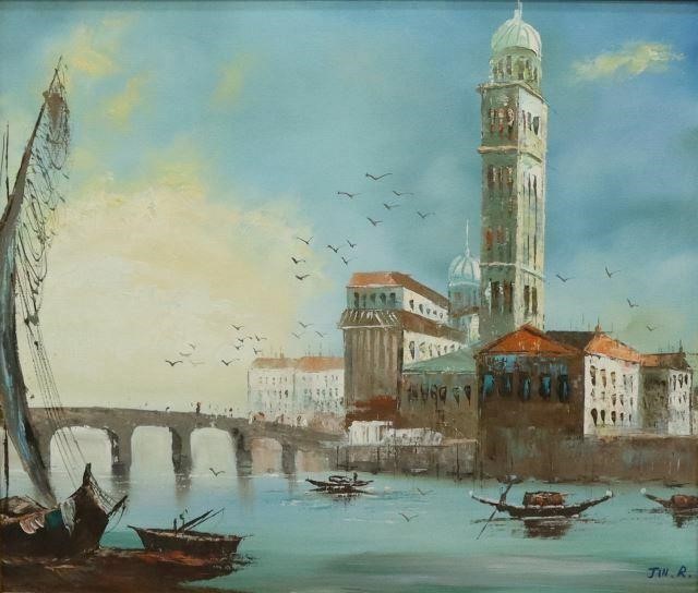 DECORATIVE VENETIAN CANAL OIL PAINTINGFramed 35ad4d