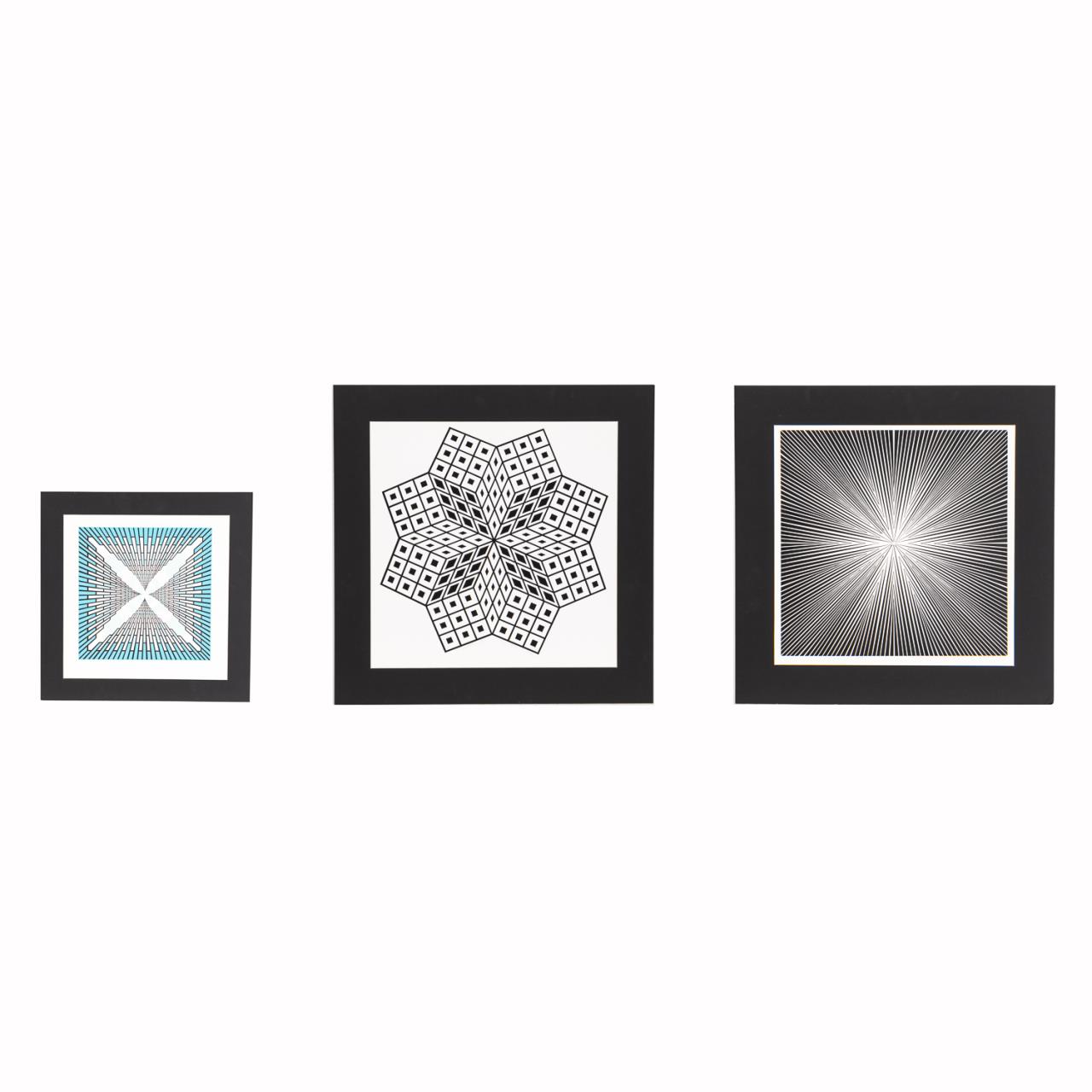 3 PCS, ROY AHLGREN OP ART SERIGRAPHS