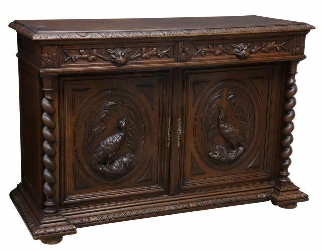 FRENCH HENRI II STYLE CARVED OAK