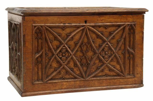 GOTHIC REVIVAL CARVED OAK TABLE