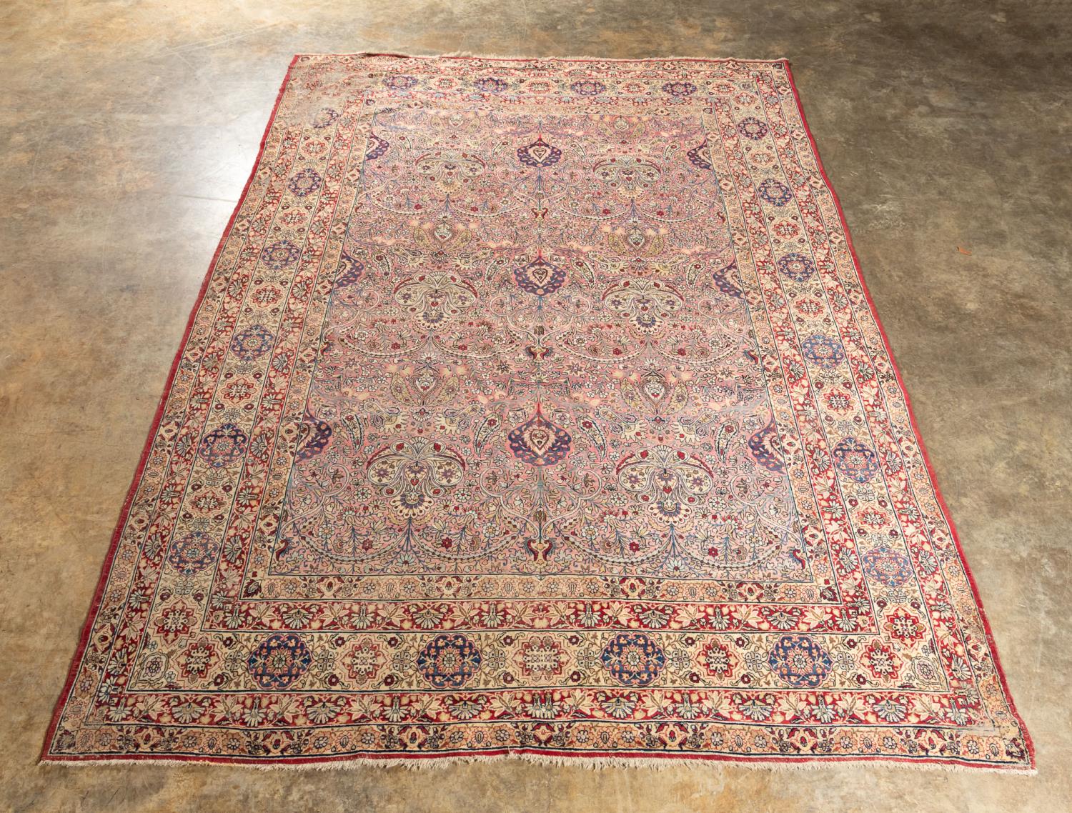 ANTIQUE HAND-WOVEN KERMAN RUG Persian.