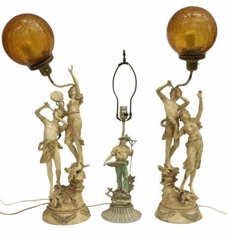 (3) FRENCH PAINTED SPELTER FIGURAL