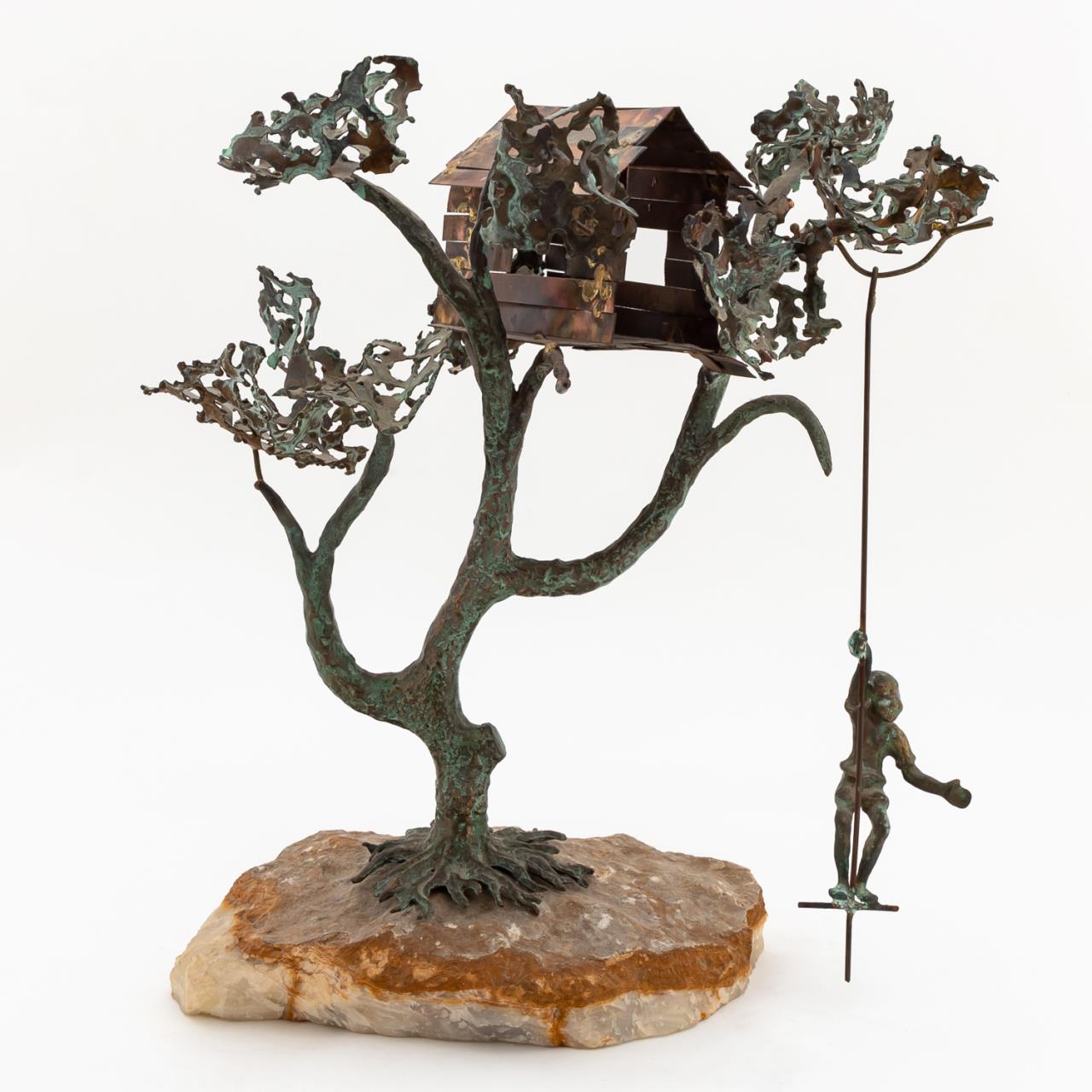 BRONZE & COPPER TREE SCULPTURE,