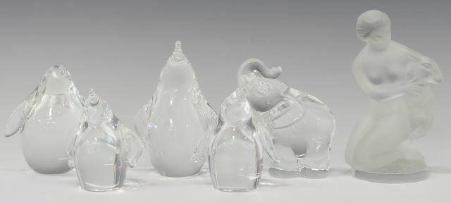 (6) STEUBEN & LALIQUE ART GLASS