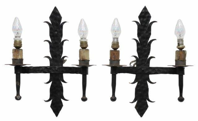 (2) GOTHIC STYLE METAL TWO-LIGHT