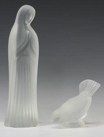 (2) FRENCH LALIQUE ART GLASS VIRGIN