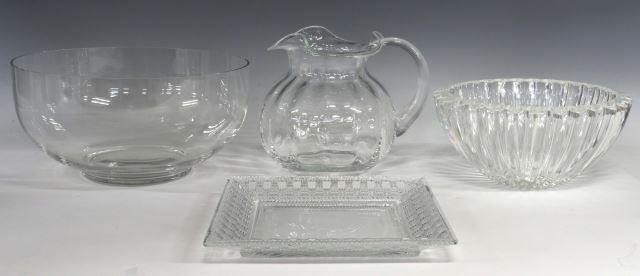 (4) TIFFANY & CO. CRYSTAL BOWLS, TRAY