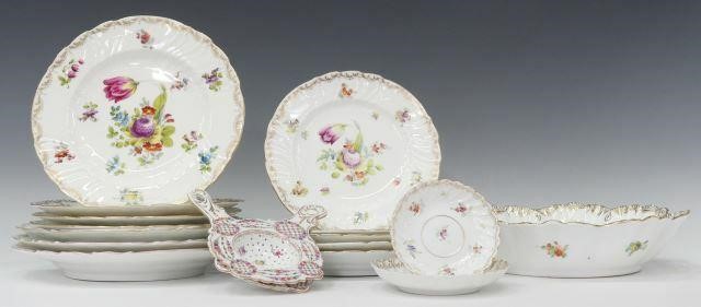 (17) DRESDEN FLOWERS STYLE PORCELAIN