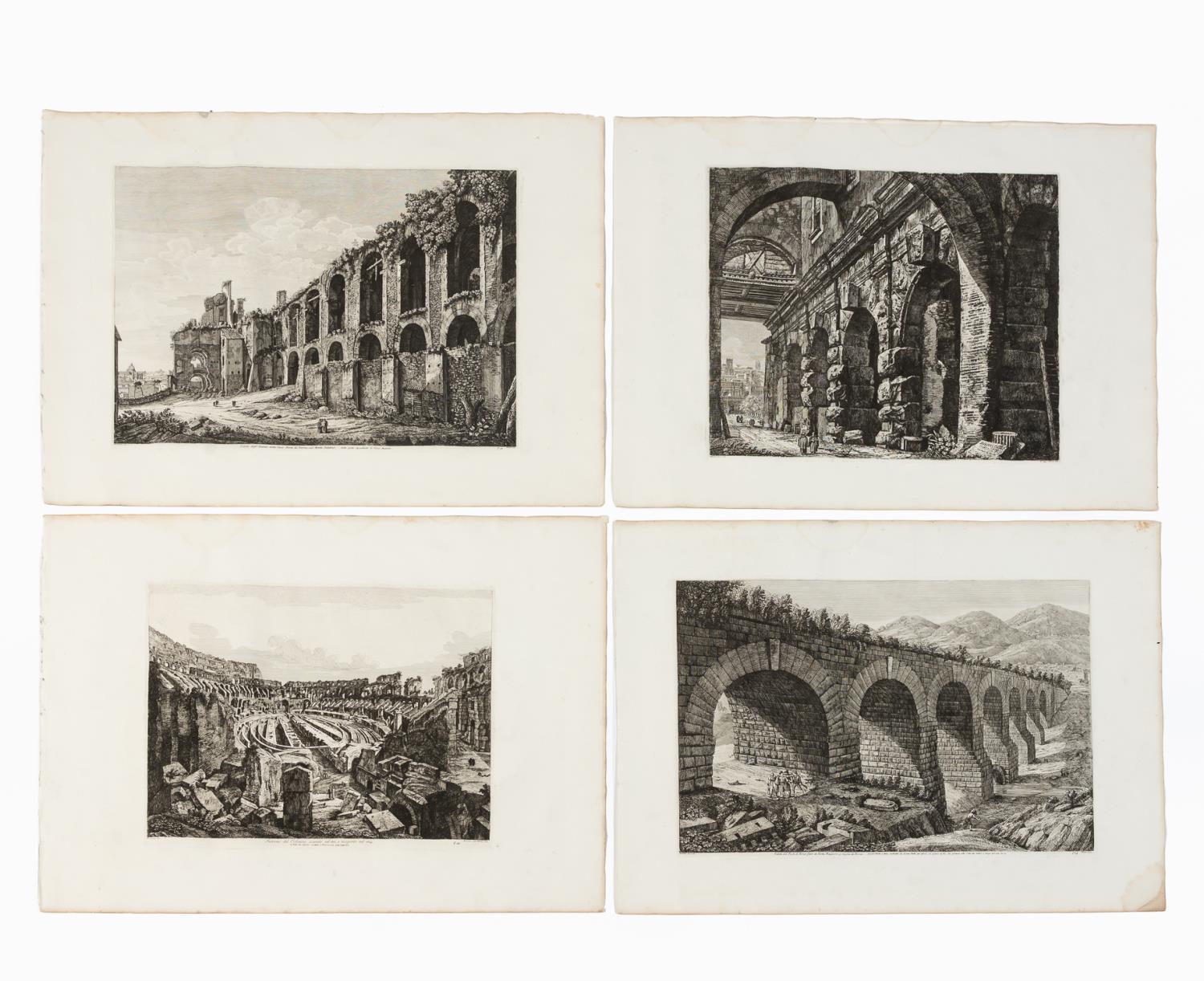 4 PCS, ROSSINI ARCHITECTURAL ENGRAVINGS,