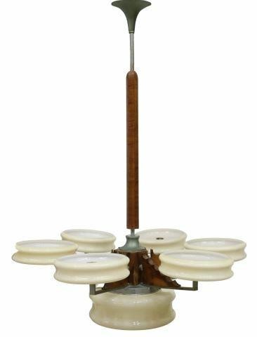 ITALIAN ART DECO SEVEN LIGHT CHANDELIER  35ae88